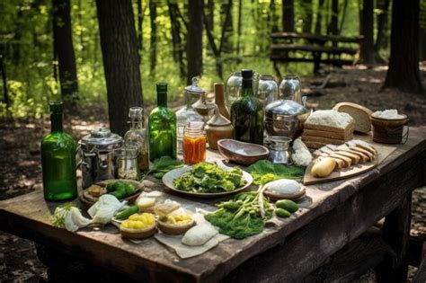 Premium Ai Image Absinthemaking Ingredients Laid Out On Picnic Table