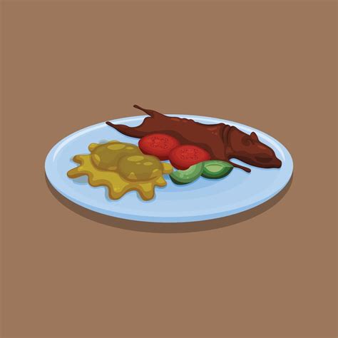 cuy asado comida ecuatoriana diseño con estilo de dibujos animados