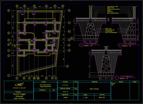 Download Rencana Pondasi Rumah Format DWG AutoCAD Asdar Id