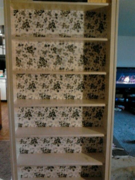 Wallpapered Bookshelf Wallpaper Bookshelf Bookshelves Decor