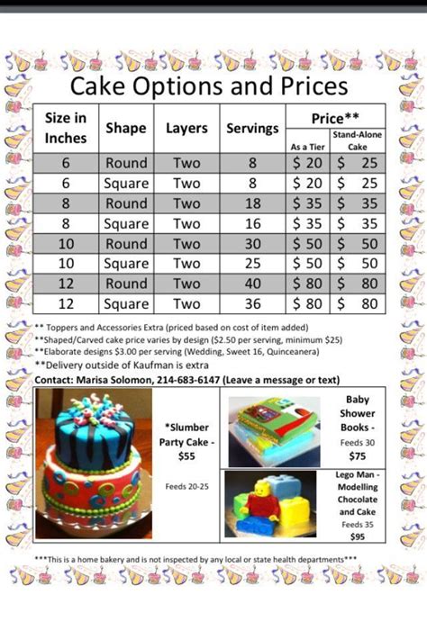With safeway stores from vancouver, british columbia to thunder bay, ontario. Cake Price Sheet (Pricing for a home bakery. Good to know ...