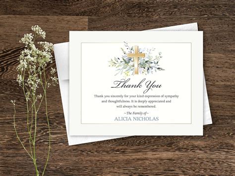 Funeral Thank You Cards Printable Funeral Bereavement Notes Memorial