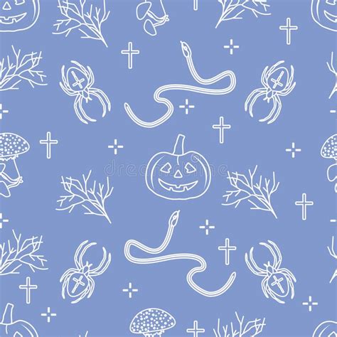 Halloween Seamless Pattern Pumpkin Spider Snake Stock