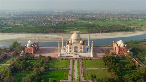 Taj Mahal Drone Photo Aerial Drone India Views Tomb Humayun Above