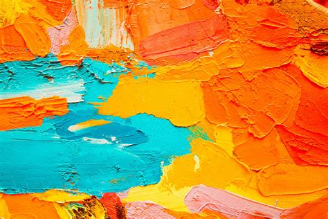 Download Orange Color Yellow Blue Abstract Paint Hd Wallpaper