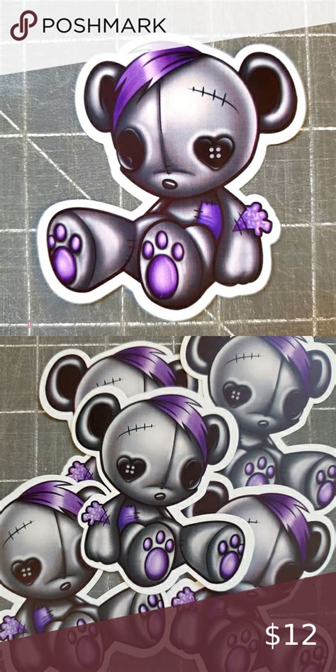 Emo Teddy Bear Vsco Stickers 3x3 Three Stickers Professional Paper