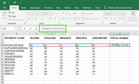 How To Calculate Sum And Average Of Numbers Using Formulas In Ms Excel