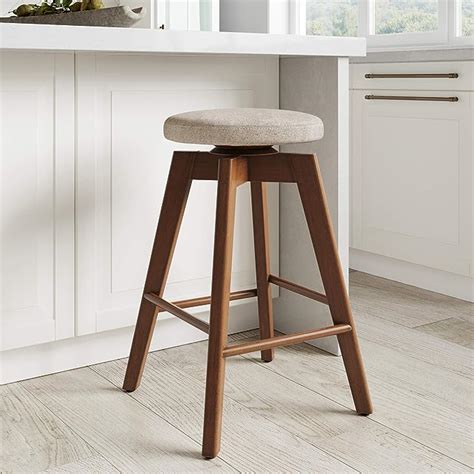 nathan james 23401 amalia backless kitchen counter height bar stool solid wood with 360 swivel