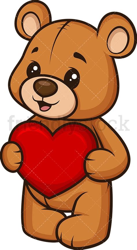 Teddy Bear Holding Heart Cartoon Clipart Vector Friendlystock