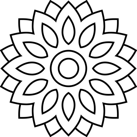 Simple Mandala Floral Black And White Mandala For Coloring Book Pages