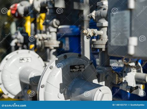 Commercial Gas Meters And Natural Gas Pipes Stock Image Image Of