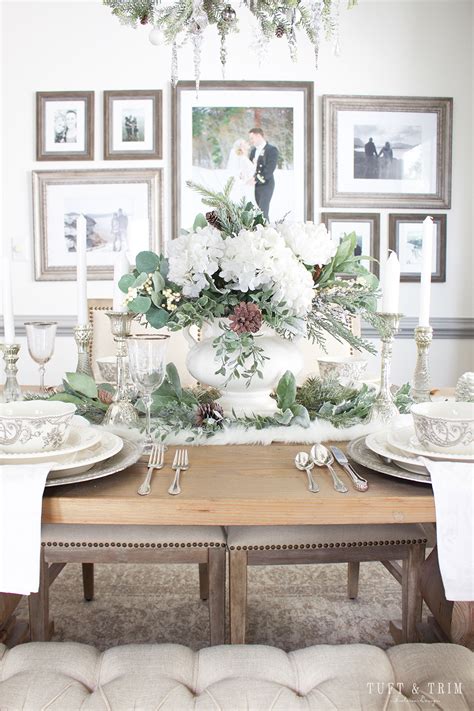 Holiday Tour Part 2 An Elegant White Christmas Tablescape Tuft And Trim