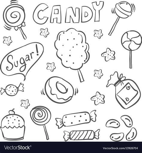 Doodle Of Sweet Candy Sketch Hand Draw Royalty Free Vector