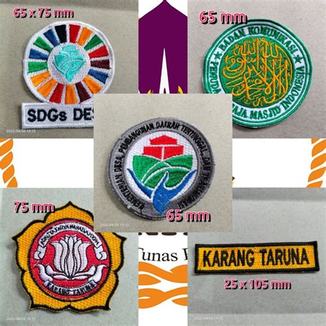 Jual Badge Bed Bet Bordir Logo Kemendes Sdgs Bkprmi Karang Taruna