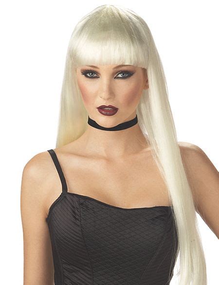 Halloween Costume Wigs Long Platinum Blonde Nouveau Wig With Bangs