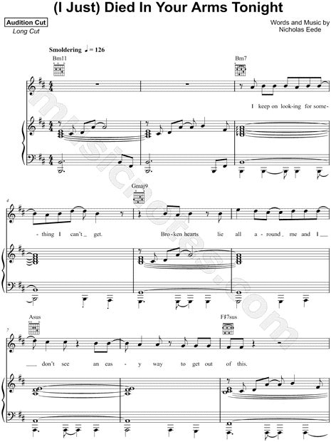 Cutting Crew I Just Died In Your Arms Tonight Sheet Music In B
