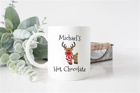 Personalized Reindeer Hot Cocoa Mug Cute Christmas Mugs For Etsy
