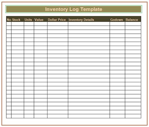 Inventory Log Templates 8 Free Printable Word Excel