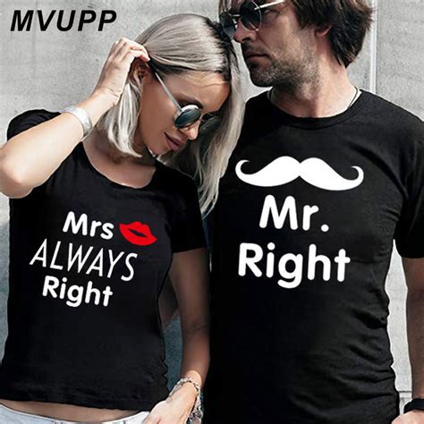 mr mrs always right couple t shirt for lovers husband and wife funny tee shirts femme tops white