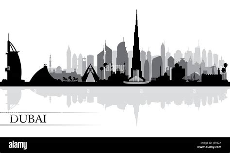 Dubai City Skyline Silhouette Background Vector Illustration Stock
