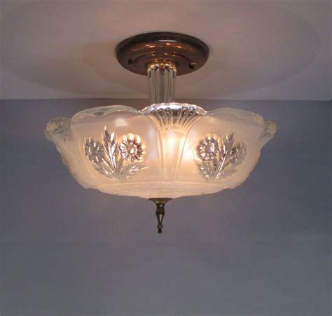 Vintage Antique Art Deco Semi Flush Mount Ceiling Light Fixture 15 38