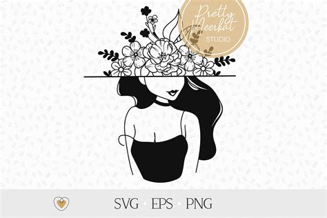 Woman With Flower Head Svg Floral Woman Beautiful Woman By Pretty