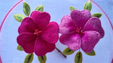 Beautiful 3d Flowers Hand Embroidery Long And Short Stitch Tutorial