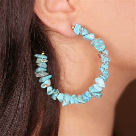 Turquoise Hoop Earrings Hjr