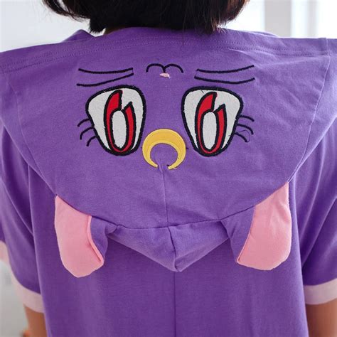 Kawaii Purple Cat Anime Onesie Hoodie Pajamas Adult Summer Animal