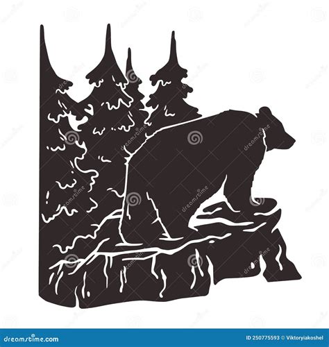 Bear Silhouette Of Animal Nature Wild Forest Life Stock Vector