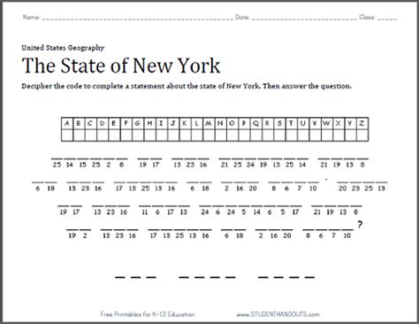 Drag and drop command blocks to navigate roly to all the apples. New York State: Decipher the Code Worksheet | Free to ...