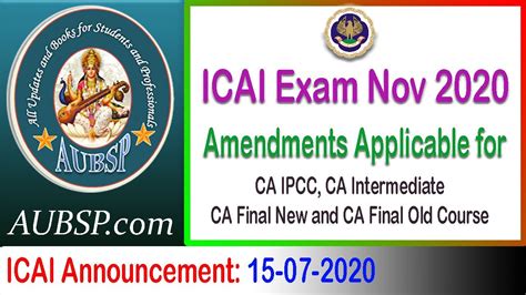Icai is established under the chartered accountants act, 1949 (act no. ICAI Announcement: Amendments for ICAI Nov 2020 Exams | CA ...