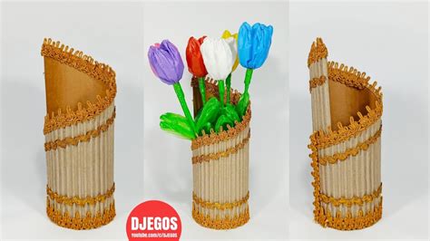 Vas Bunga Keren Dari Kardus Bekas How To Make Beautiful Flower Vase