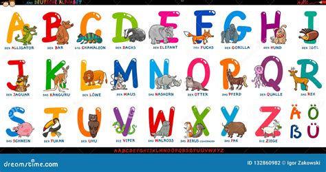 German Abc For Preschool Education Cartoon Vector