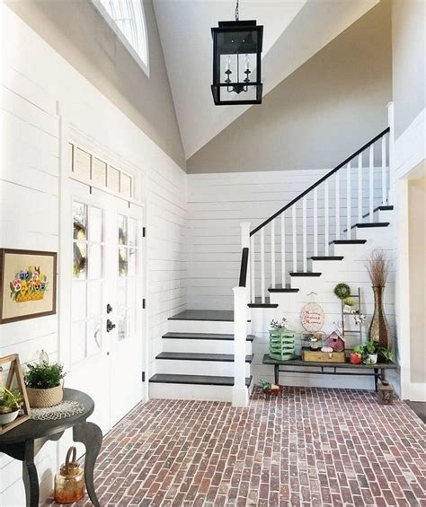 Shiplap Wall With Brick Flooring We Added Real Shiplap And
