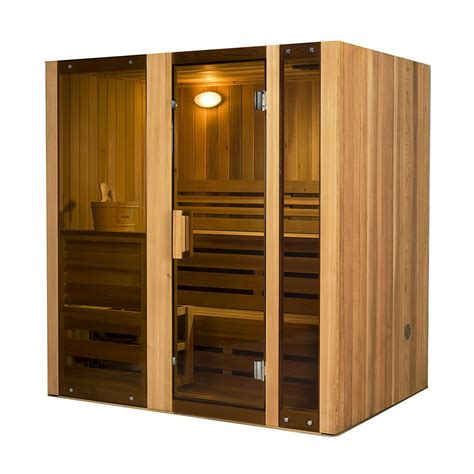 Aleko Sti3ced Canadian Cedar Indoor Wet Dry Sauna Steam Room 3 Kw Etl