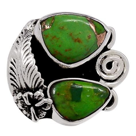 Copper Green Turquoise Arizona 925 Sterling Silver Ring Jewelry S 7