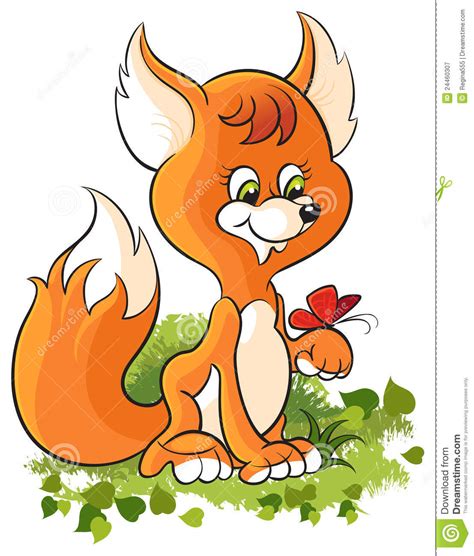 Illustration Of Very Cute Cartoon Baby Fox Stock Vector