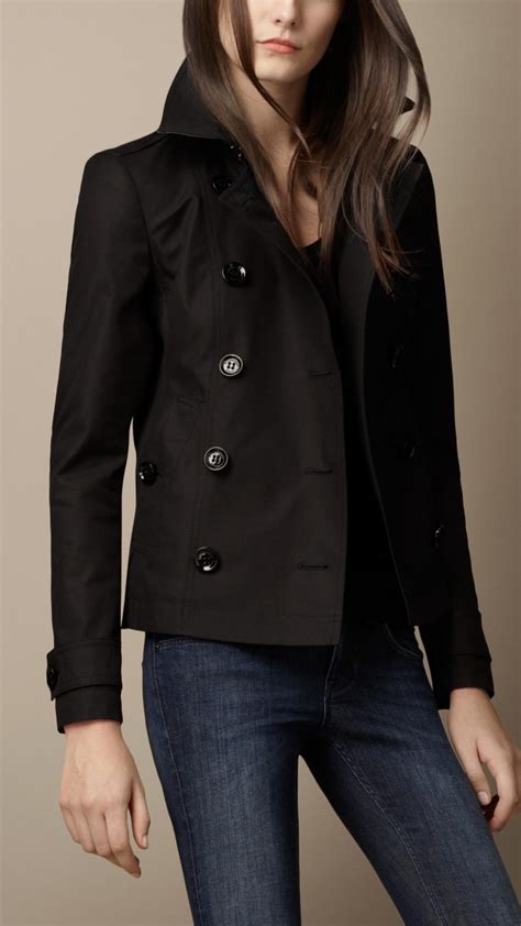 Burberry Brit Short Cotton Trench Coat In Black Lyst