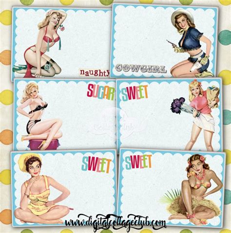 Retro Pin Up Girl Postcards The Digital Collage Club