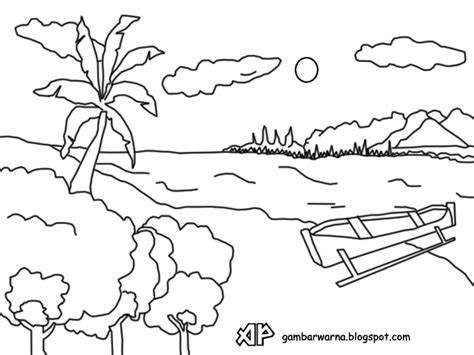 Contoh Gambar Mewarnai Gambar Pemandangan Pelangi - KataUcap