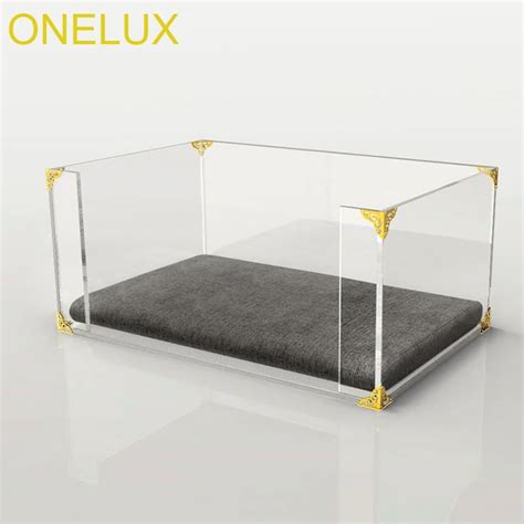 Clear Acrylic Dogcat Bedlucite Pet Beds With Metal Hardware 61w 40d