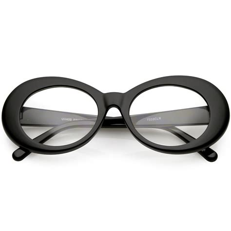 Large Clout Goggles Thick Oval Eyeglasses Clear Lens 53mm Black