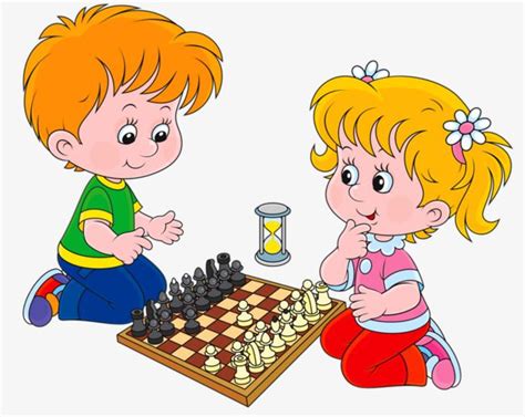 Kids Playing Chess Kids Clipart Chess Clipart Two Children Png