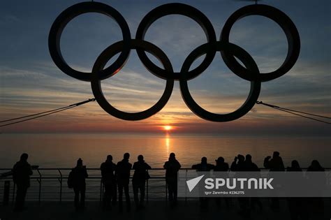 Olympic Rings On Waterfront In Adler District Of Sochi Sputnik Mediabank
