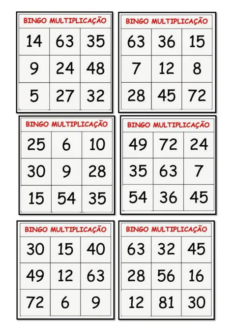Bingo Da Multiplicação Pdf