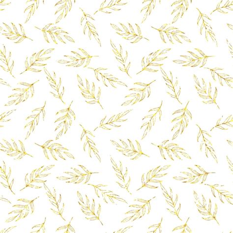 Premium Vector Seamless Pattern Gold Glitter Leaves