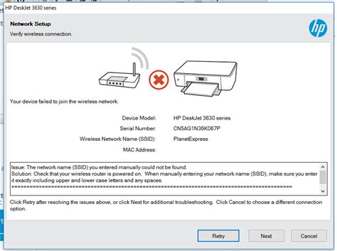 Deskjet 3630 Unable To Connect To Wireless After Changing Hp