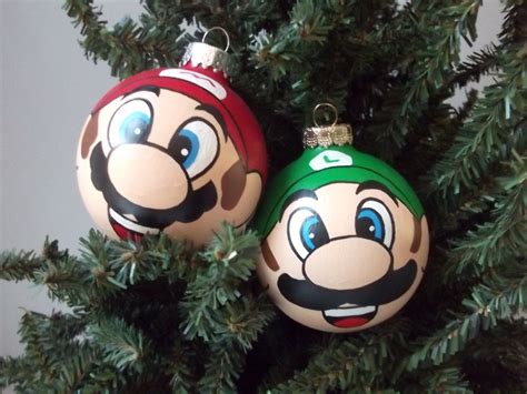 Super Mario And Luigi Hand Painted Holiday Ornament Set From Ginger