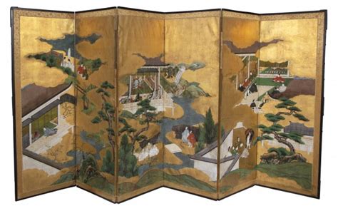 Japanese Six Fold Kano School Screen Doyle Auction House
